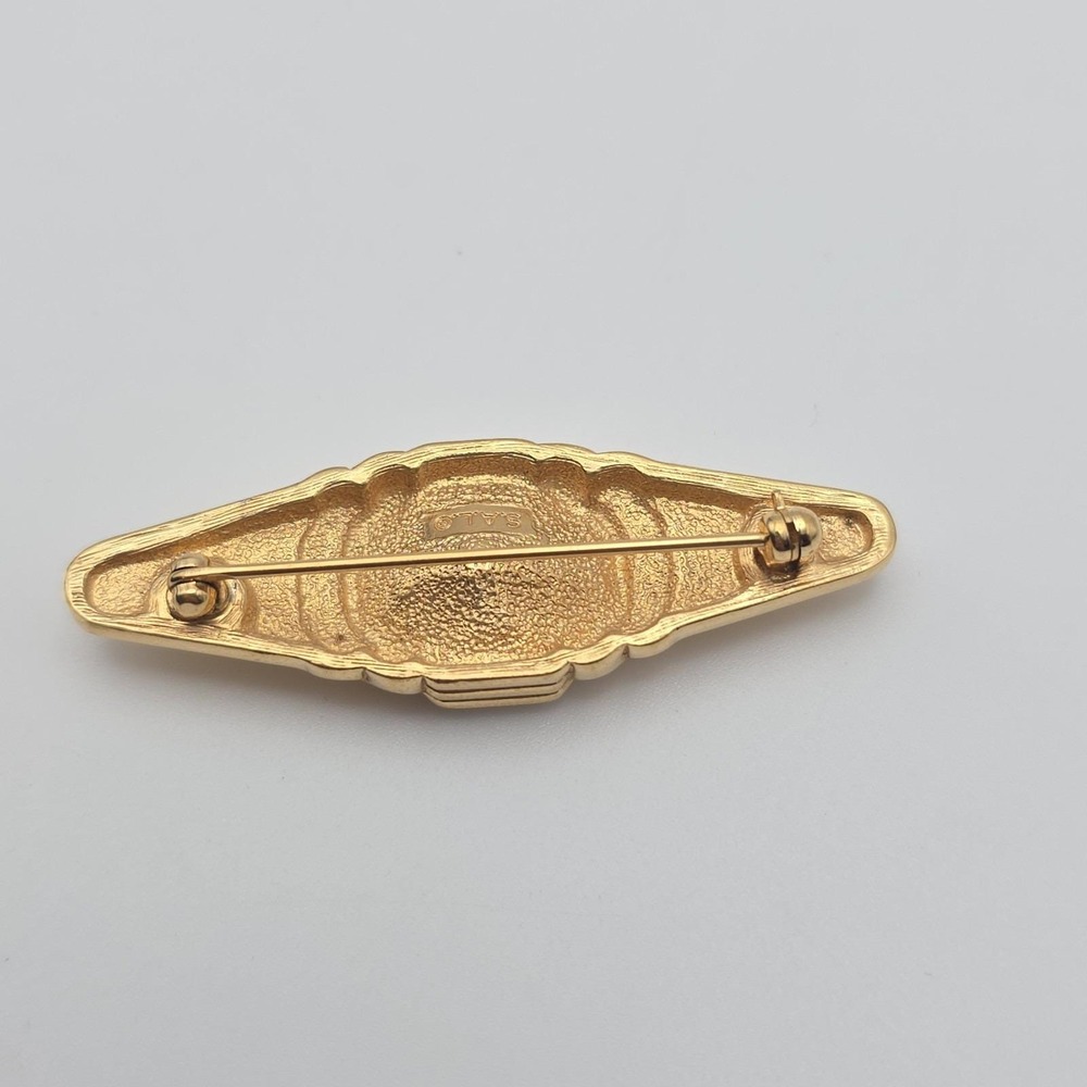 Vtg S.A.L. SWAROVSKI Brooch Lapel Pin Austrian Crystal Gold Plate 2" FREE $HIP!! - Picture 8 of 11
